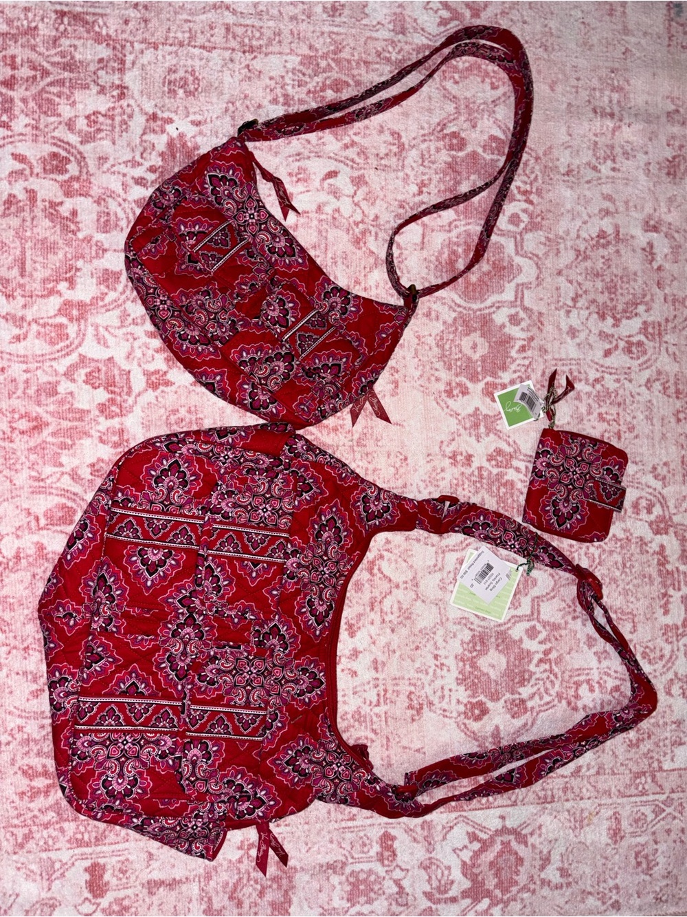 Vera Bradley Red Floral Paisley Cargo Sling set